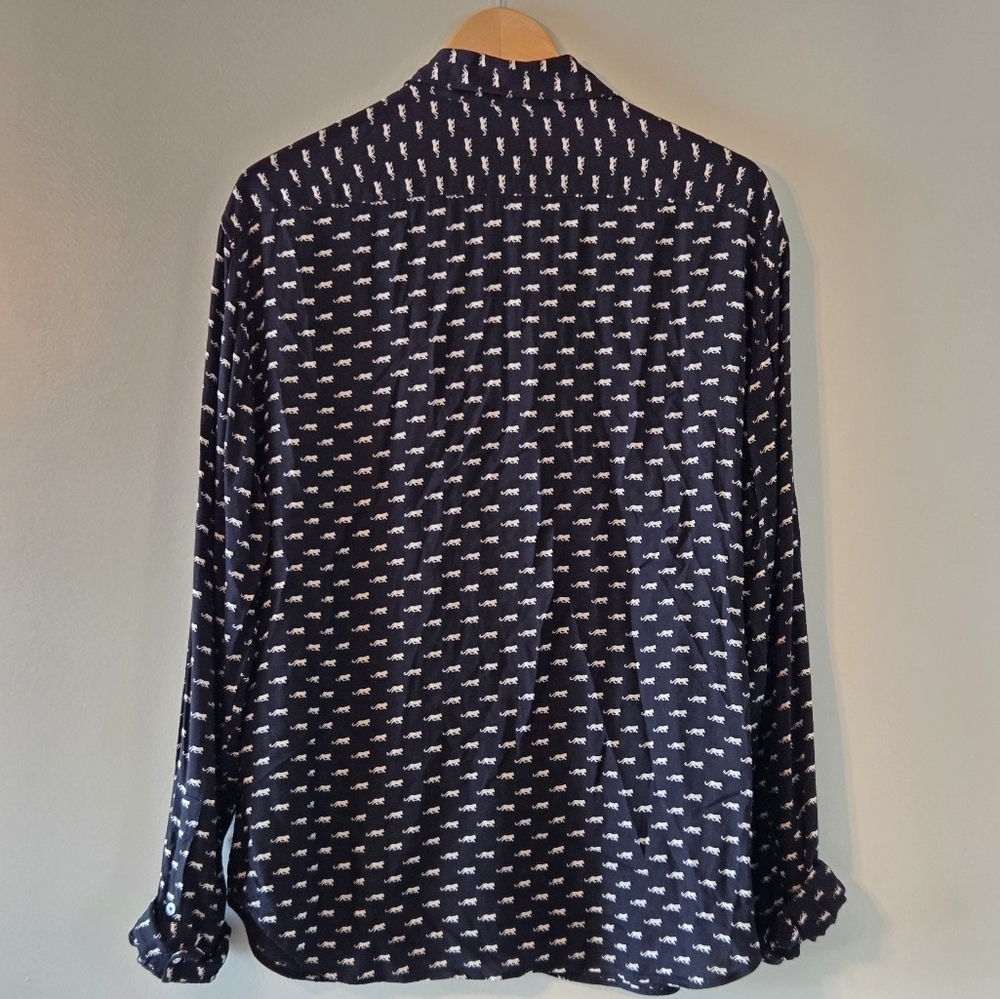 The Kooples Paris Jaguar Print Boho Unisex Long Sleeve Lightweight Shirt Size XL - Picture 11 of 12